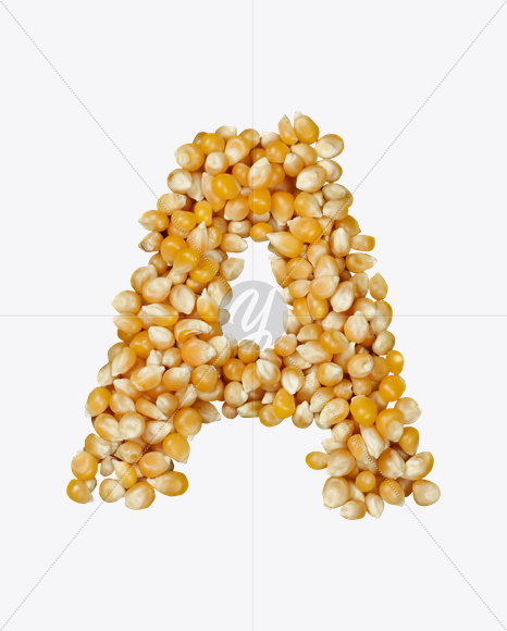 Letter A from Corn Font on Yellow Images Creative Fonts - S22002