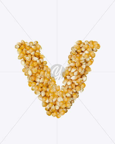 Letter V from Corn Font on Yellow Images Creative Fonts - S22023