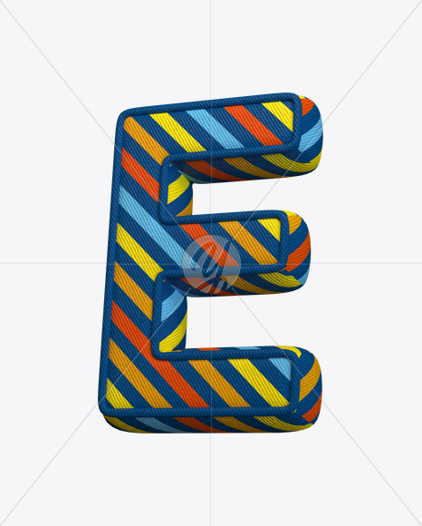 Letter E from Color Textile Font on Yellow Images Creative Fonts - S22360