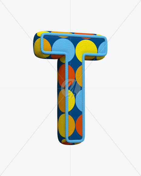 Letter T from Color Textile Font on Yellow Images Creative Fonts - S22375