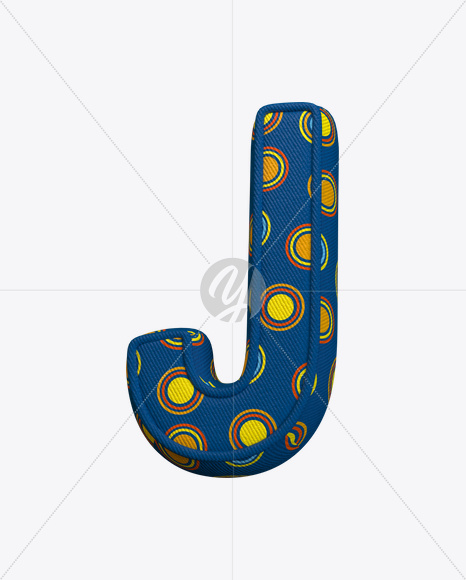 Letter J from Color Textile Font on Yellow Images Creative Fonts - S22365