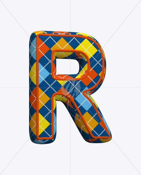 Letter R from Color Textile Font on Yellow Images Creative Fonts - S22373