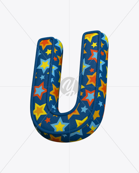 Letter U from Color Textile Font on Yellow Images Creative Fonts - S22376