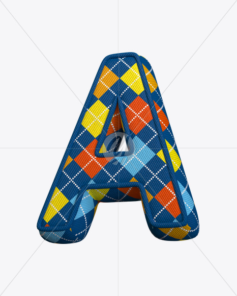 Letter A from Color Textile Font on Yellow Images Creative Fonts - S22356