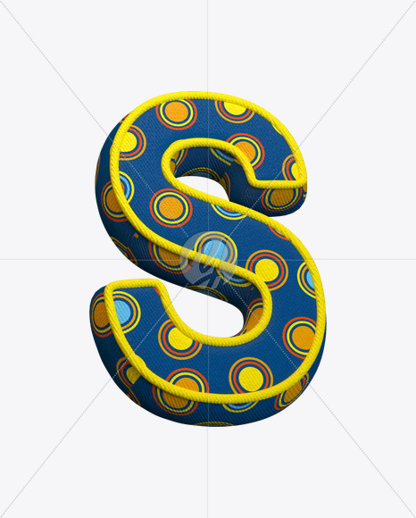 Letter S from Color Textile Font on Yellow Images Creative Fonts - S22374