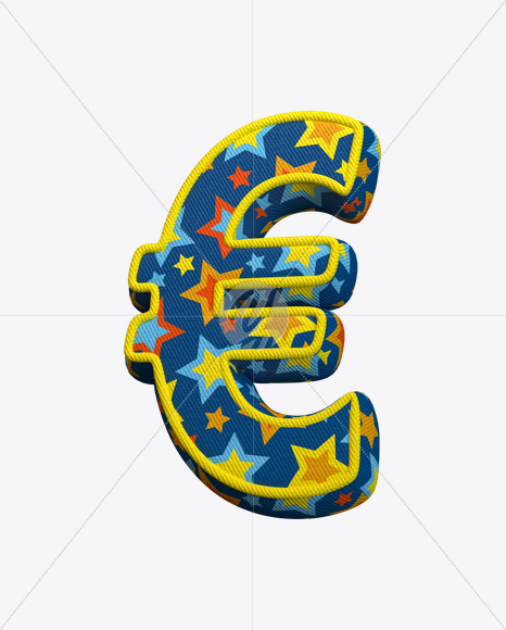 Euro from Color Textile Font on Yellow Images Creative Fonts - S22398