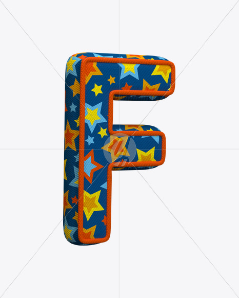 Letter F from Color Textile Font on Yellow Images Creative Fonts - S22361