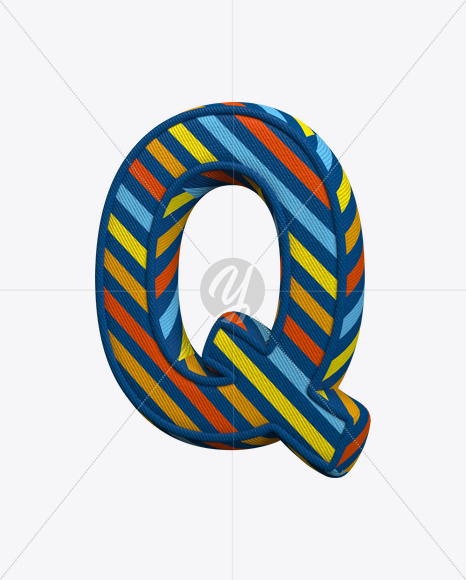 Letter Q from Color Textile Font on Yellow Images Creative Fonts - S22372