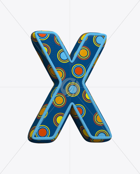 Letter X from Color Textile Font on Yellow Images Creative Fonts - S22379