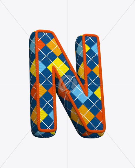 Letter N from Color Textile Font on Yellow Images Creative Fonts - S22369