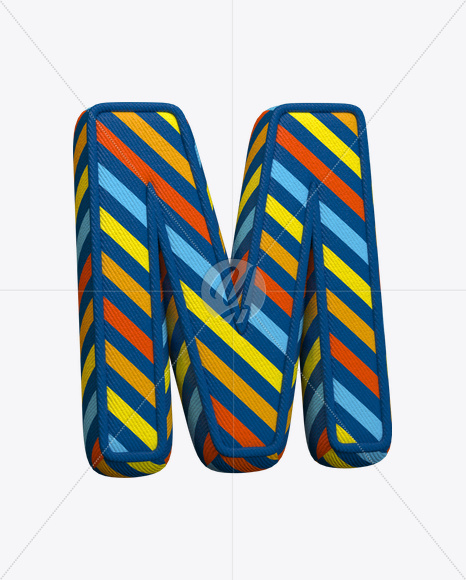 Letter M from Color Textile Font on Yellow Images Creative Fonts - S22368