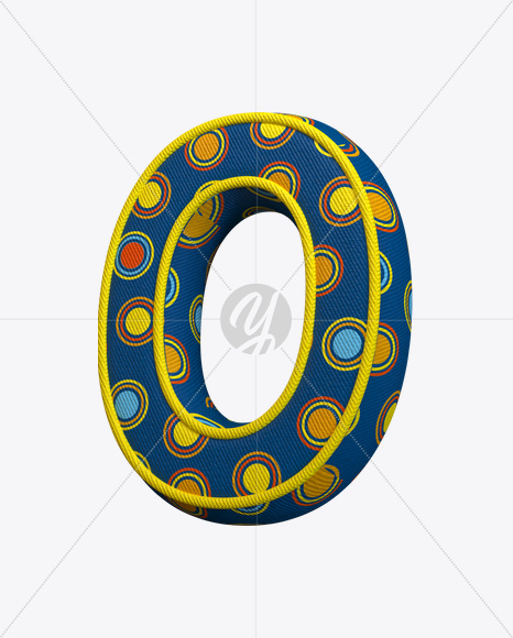 Letter O from Color Textile Font on Yellow Images Creative Fonts - S22370