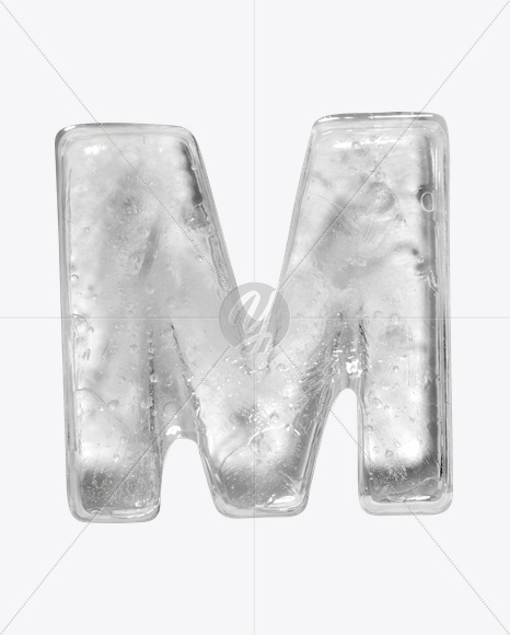 Letter M from Ice Big White Font on Yellow Images Creative Fonts - S22621