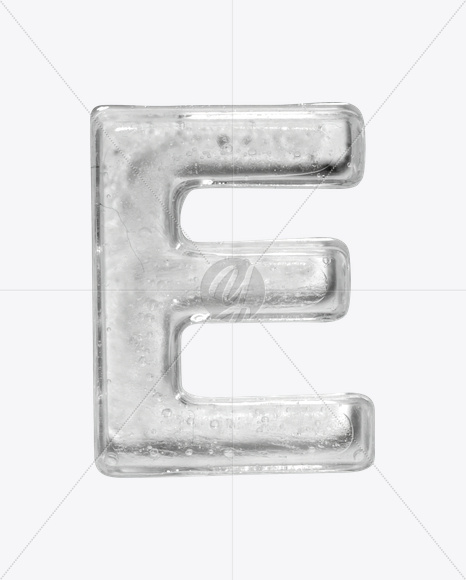 Letter E from Ice Big White Font on Yellow Images Creative Fonts - S22613