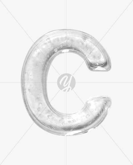 Letter C from Ice Big White Font on Yellow Images Creative Fonts - S22611