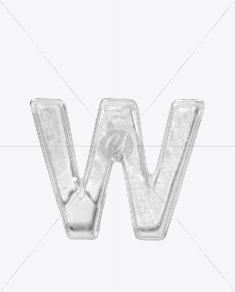 Letter W from Ice Big White Font on Yellow Images Creative Fonts - S22631