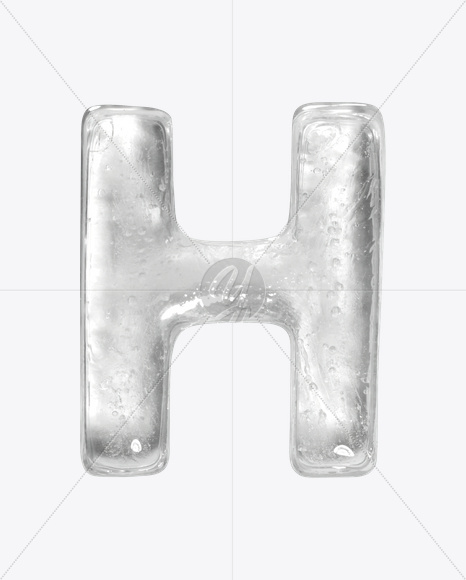 Letter H from Ice Big White Font on Yellow Images Creative Fonts - S22616