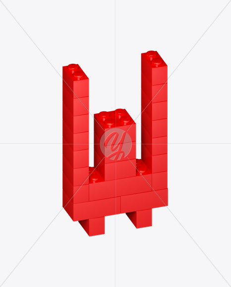 Letter W from Lego Red Font on Yellow Images Creative Fonts - S22707