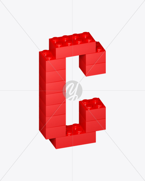 Letter C from Lego Red Font on Yellow Images Creative Fonts - S22687