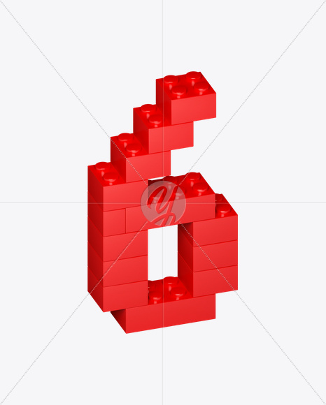 6 from Lego Red Font on Yellow Images Creative Fonts - S22716