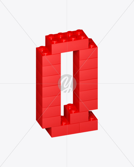 Letter Q from Lego Red Font on Yellow Images Creative Fonts - S22701