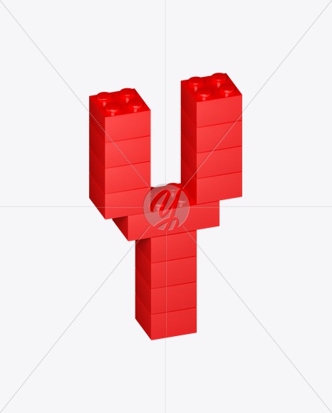 Letter Y from Lego Red Font on Yellow Images Creative Fonts - S22709