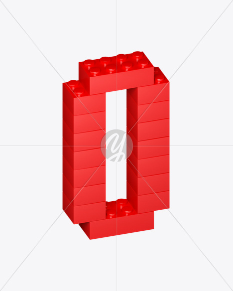 Letter O from Lego Red Font on Yellow Images Creative Fonts - S22699