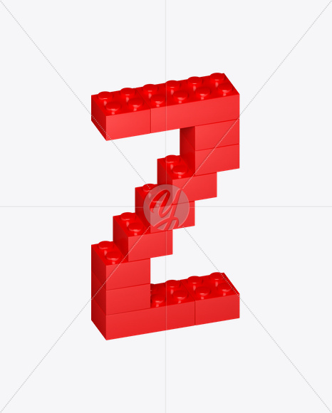 Letter Z from Lego Red Font on Yellow Images Creative Fonts - S22710