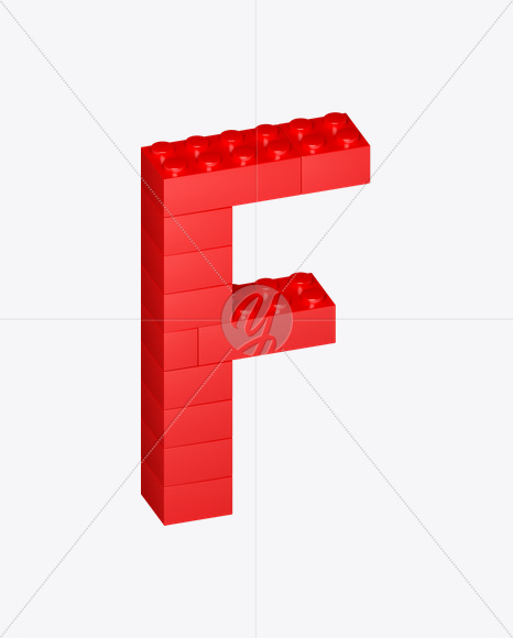 Letter F from Lego Red Font on Yellow Images Creative Fonts - S22690