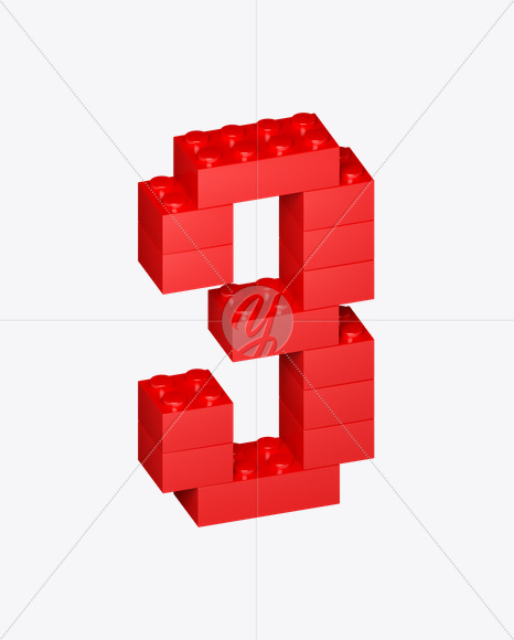 3 from Lego Red Font on Yellow Images Creative Fonts - S22713