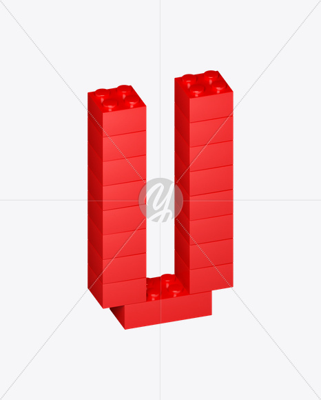 Letter U from Lego Red Font on Yellow Images Creative Fonts - S22705