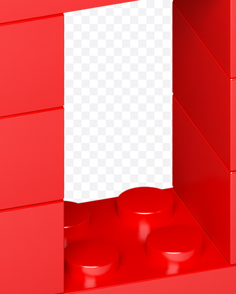 Letter P from Lego Red Font on Yellow Images Creative Fonts - S22700