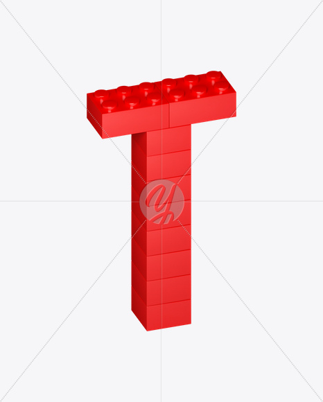 Letter T from Lego Red Font on Yellow Images Creative Fonts - S22704