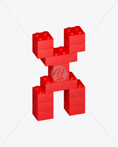 Letter X from Lego Red Font on Yellow Images Creative Fonts - S22708