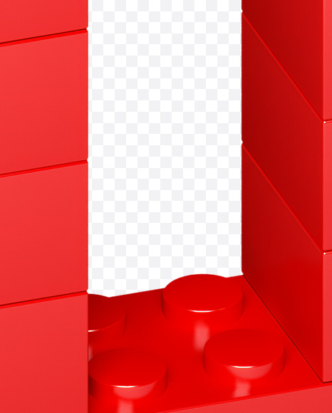 Letter V from Lego Red Font on Yellow Images Creative Fonts - S22706