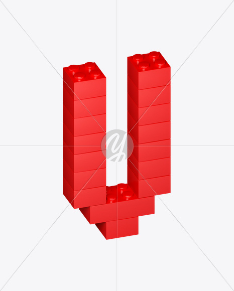 Letter V from Lego Red Font on Yellow Images Creative Fonts - S22706