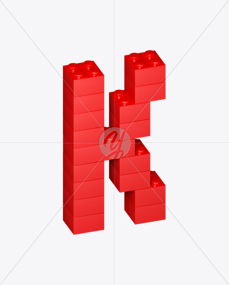 Letter K from Lego Red Font on Yellow Images Creative Fonts - S22695