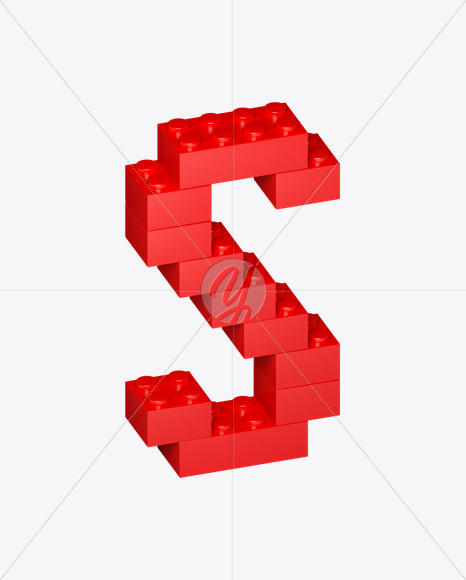 Letter S from Lego Red Font on Yellow Images Creative Fonts - S22703