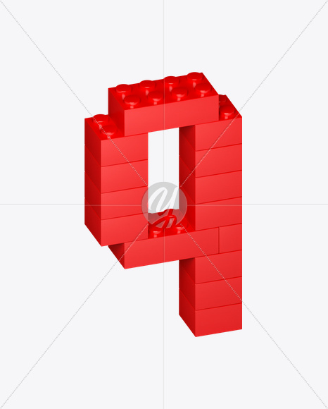 9 from Lego Red Font on Yellow Images Creative Fonts - S22719