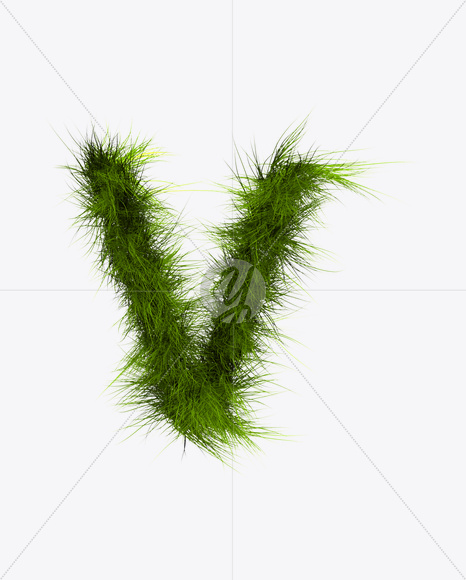 Letter V from Grass Font on Yellow Images Creative Fonts - S22789