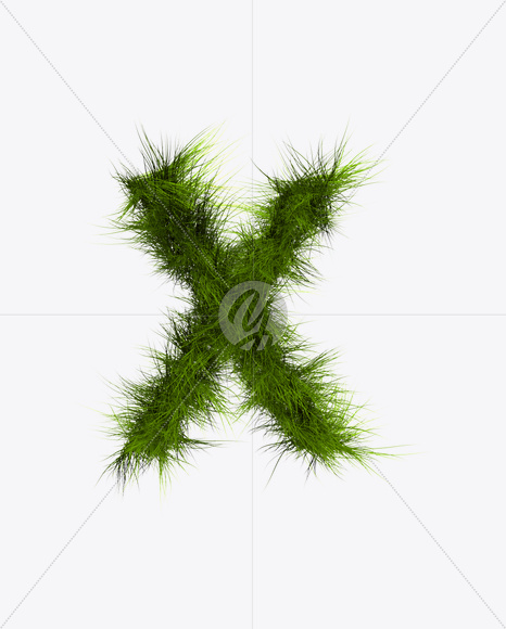 Letter X from Grass Font on Yellow Images Creative Fonts - S22791