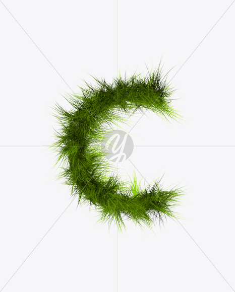 Letter C from Grass Font on Yellow Images Creative Fonts - S22770