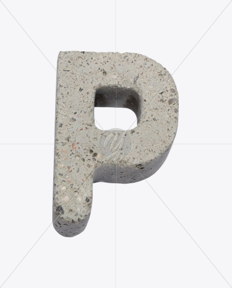 Letter P from Gray Concrete Font on Yellow Images Creative Fonts - S22996