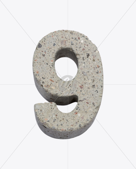 9 from Gray Concrete Font on Yellow Images Creative Fonts - S23015