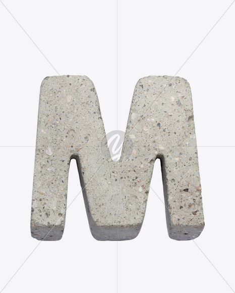 Letter M from Gray Concrete Font on Yellow Images Creative Fonts - S22993