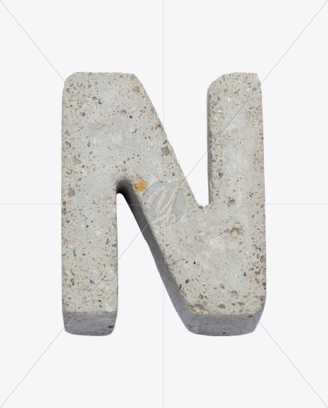 Letter N from Gray Concrete Font on Yellow Images Creative Fonts - S22994