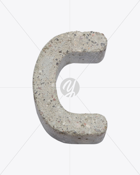 Letter C from Gray Concrete Font on Yellow Images Creative Fonts - S22983