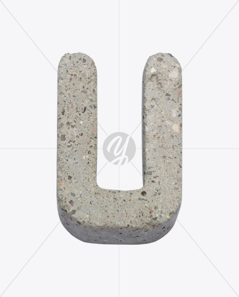 Letter U from Gray Concrete Font on Yellow Images Creative Fonts - S23001