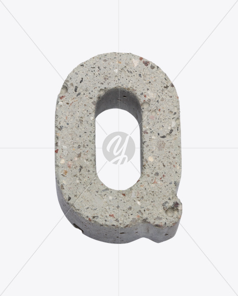 Letter Q from Gray Concrete Font on Yellow Images Creative Fonts - S22997