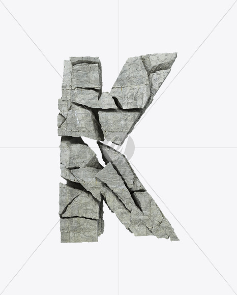 Letter K from Concrete Rock Font on Yellow Images Creative Fonts - S23157